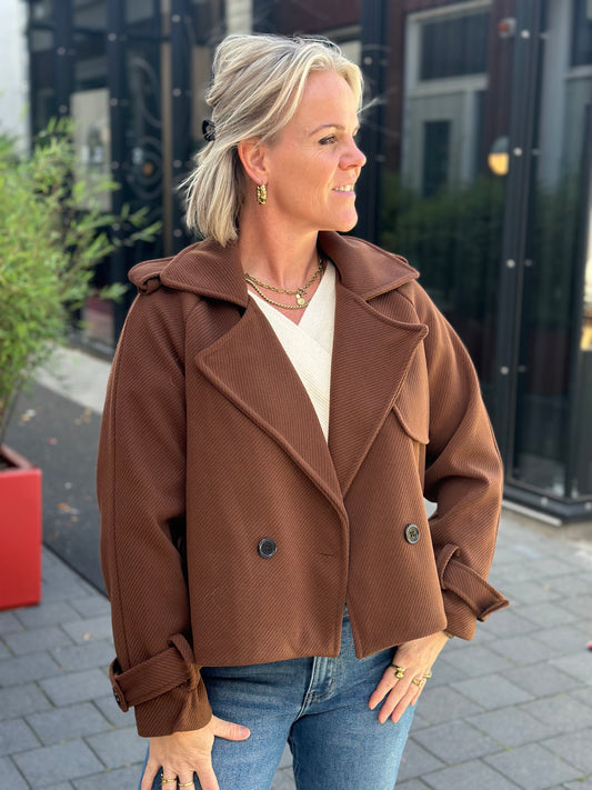 Korte trenchcoat bruin