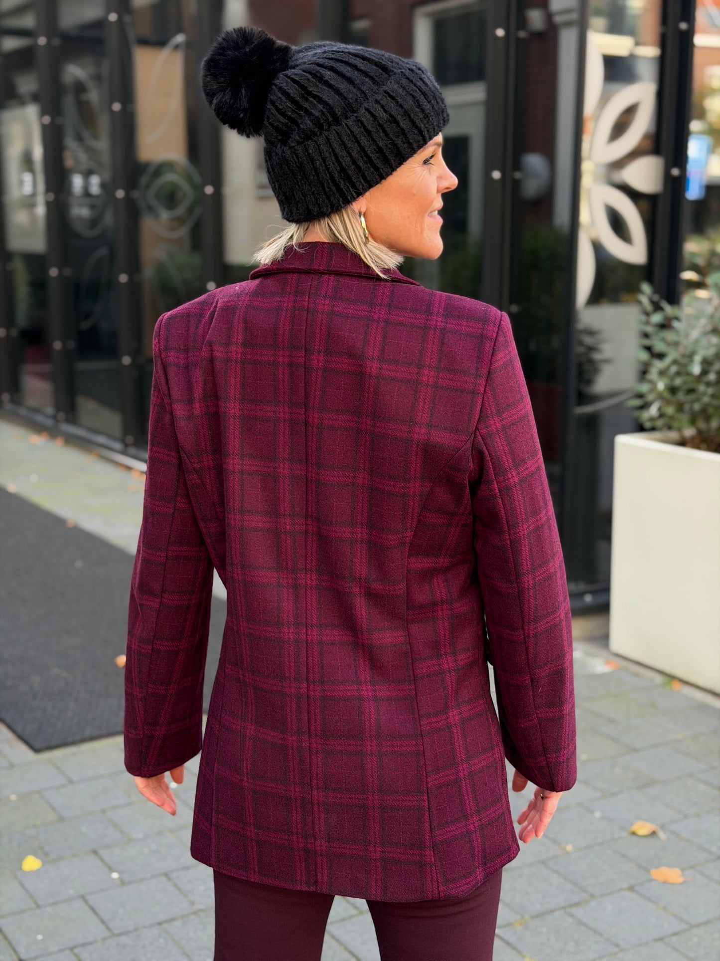 Check blazer Bordeaux