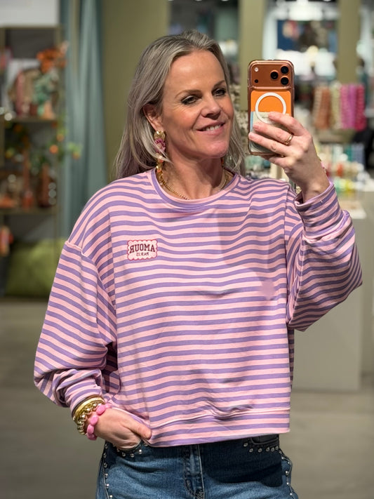 Stripe sweater amour lila-pink