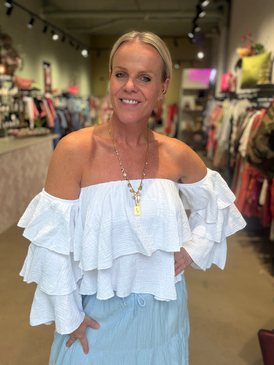 Wafel top strapless wit