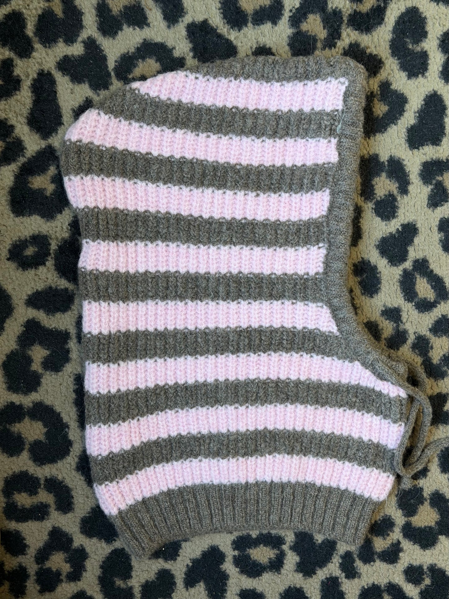 Cagoule hoodiecol streep Brown - roze