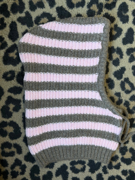 Cagoule hoodiecol streep Brown - roze