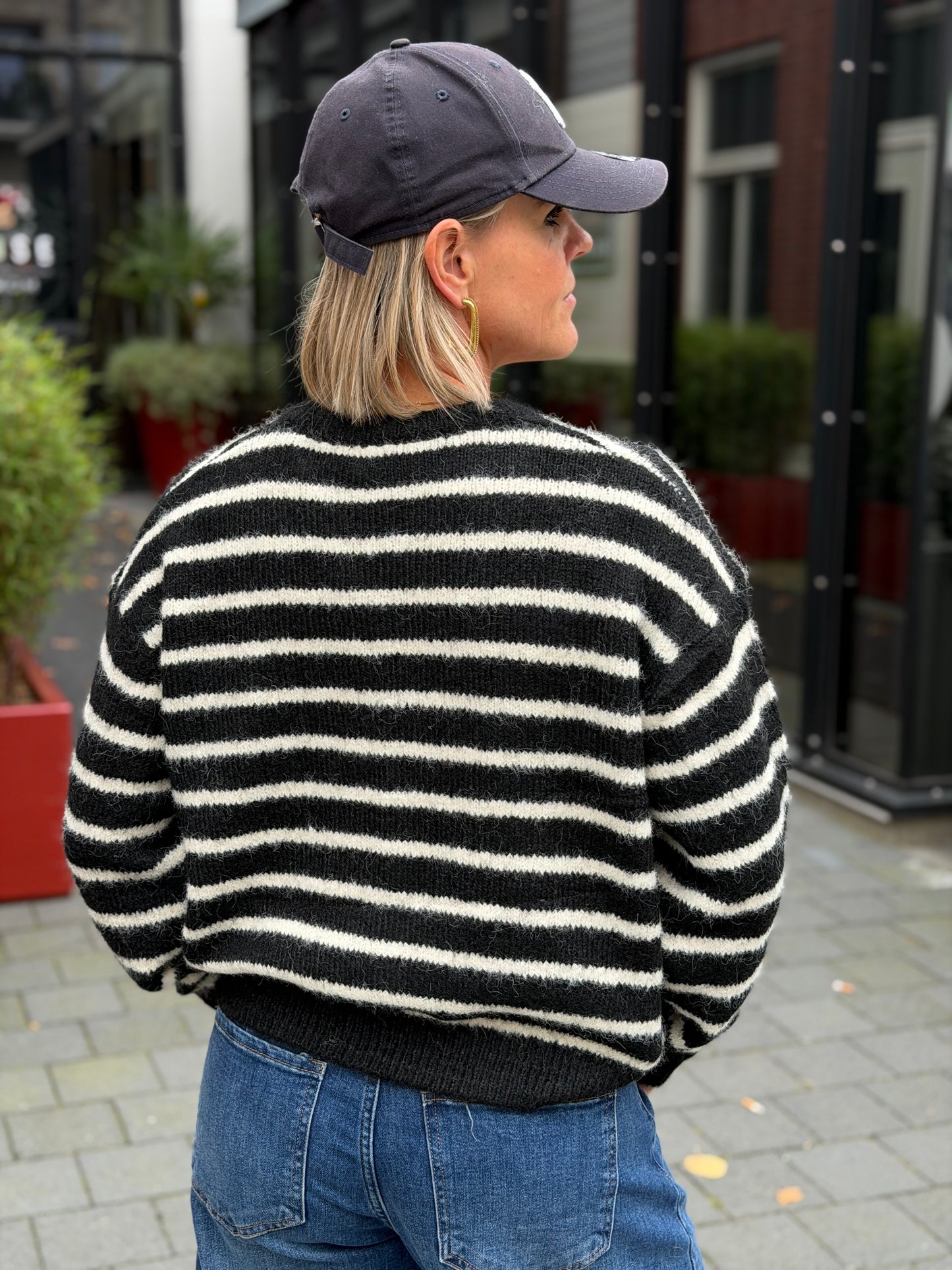 Cardigan Stripe zwart wit