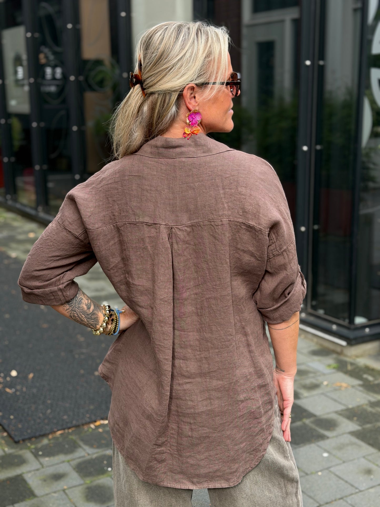 Linnen blouse kimmie bruin