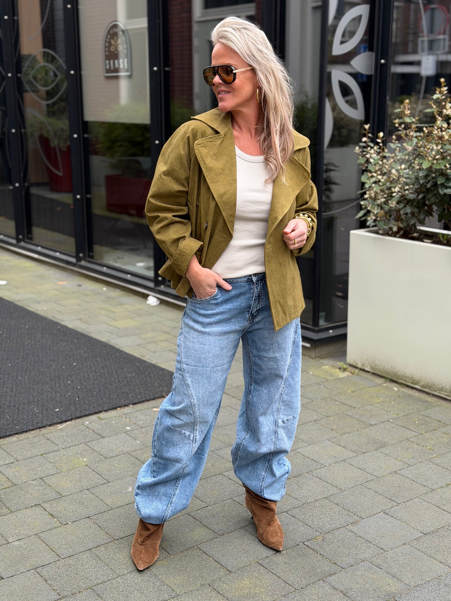Korte trenchcoat groen
