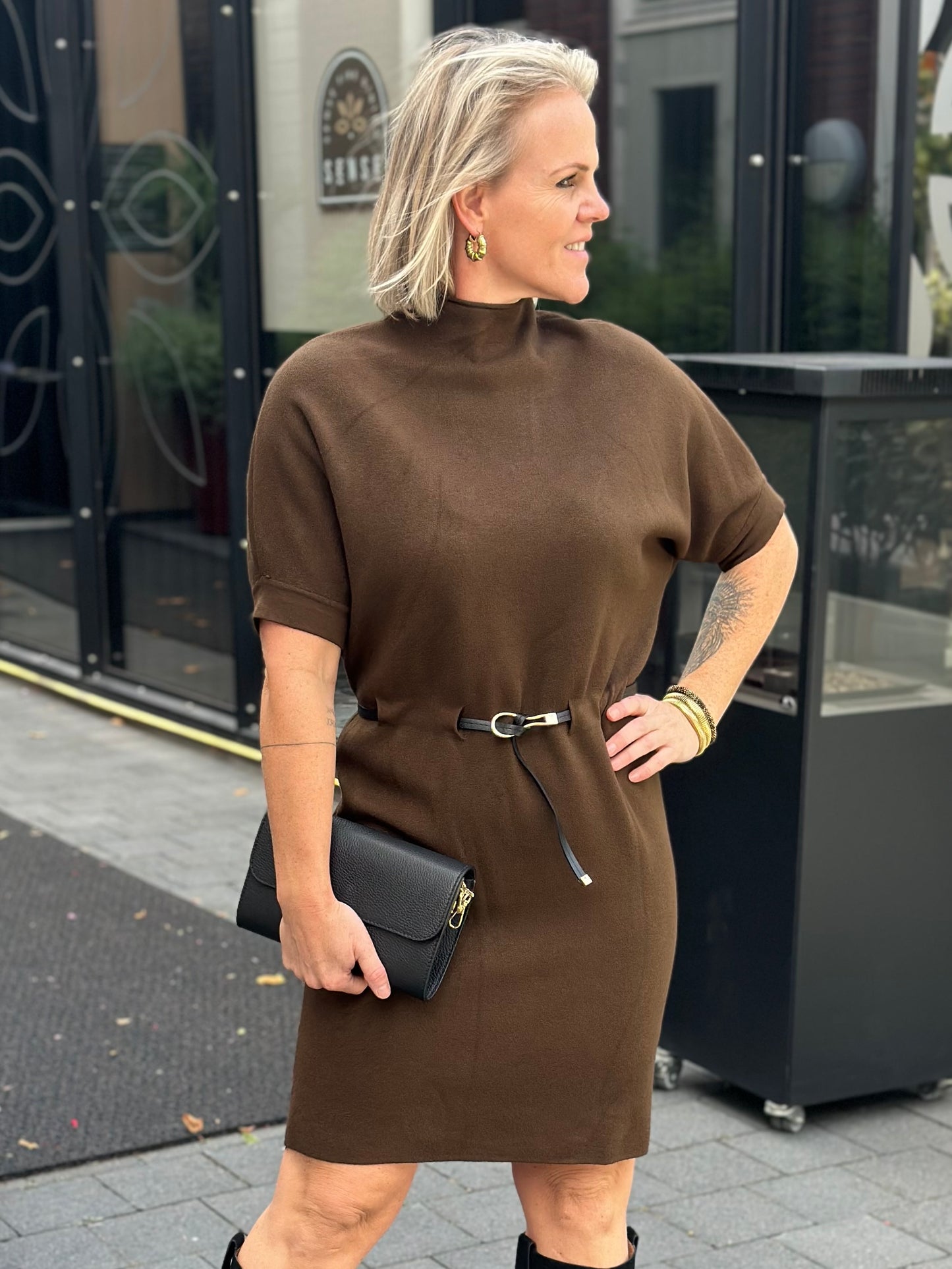 Knitted Dress Violet donker bruin