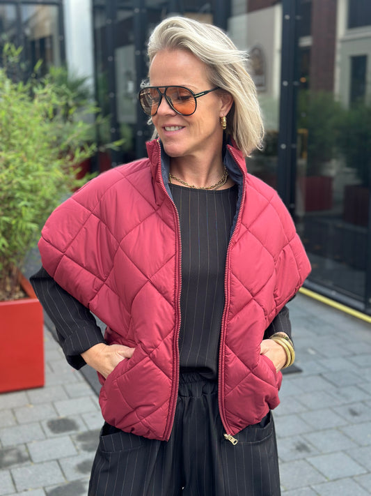 Padded bodywarmer dubbelzijdig Bordeaux