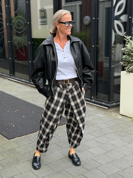 Flanel ruit broek zwart