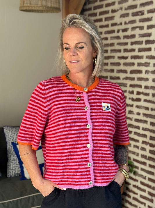 Cardigan pink Stripe