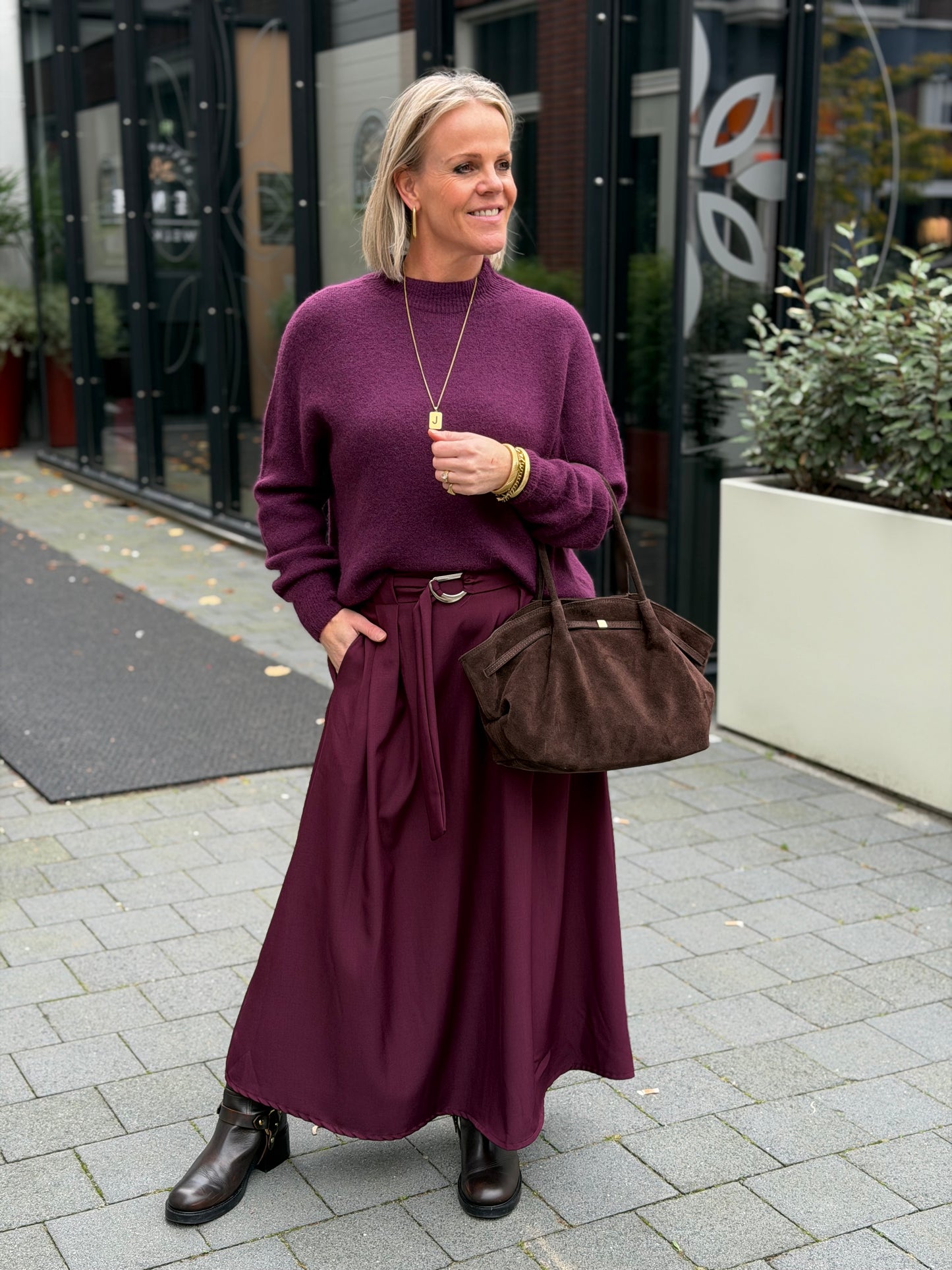 Lange rok aubergine