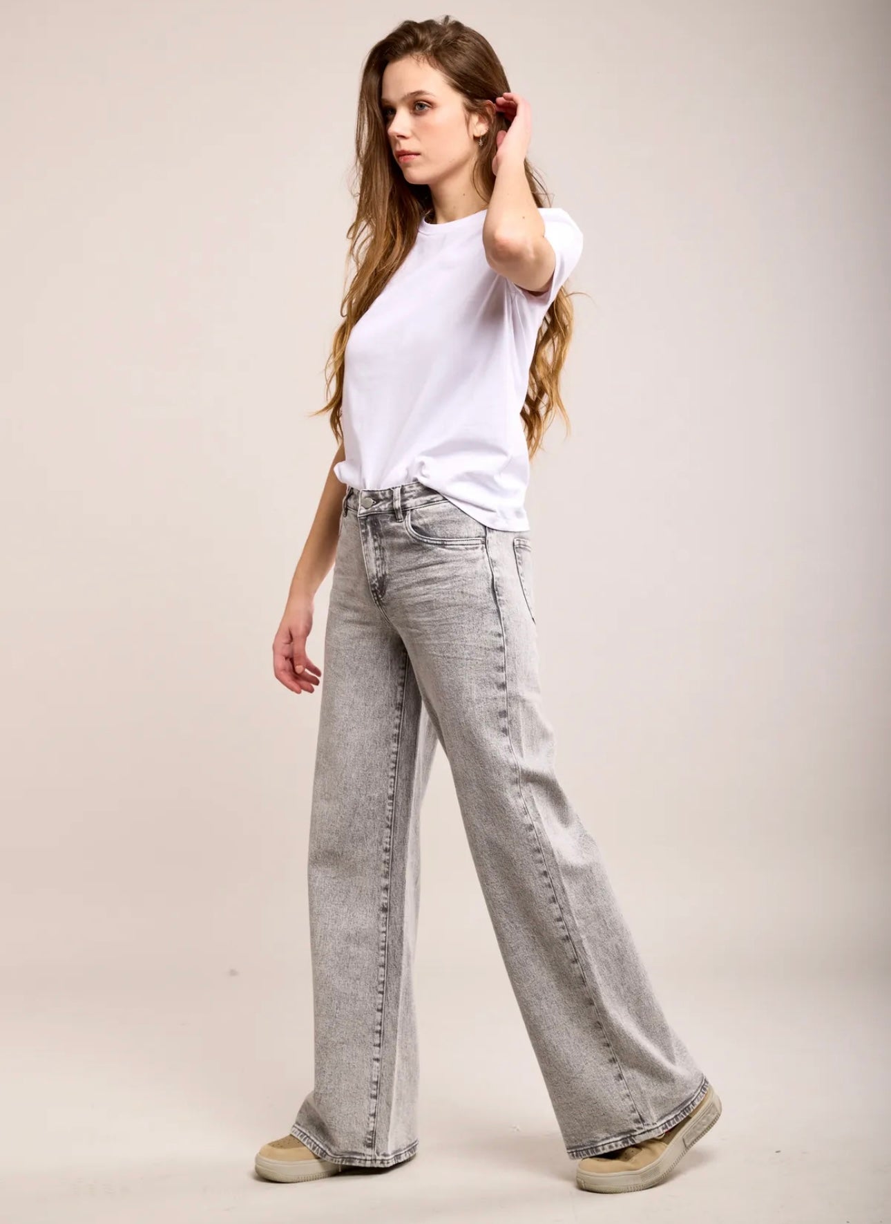 Toxik wide leg jeans licht grijs