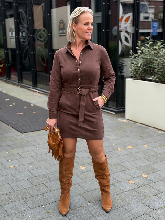 Kort jurkje suedine bruin