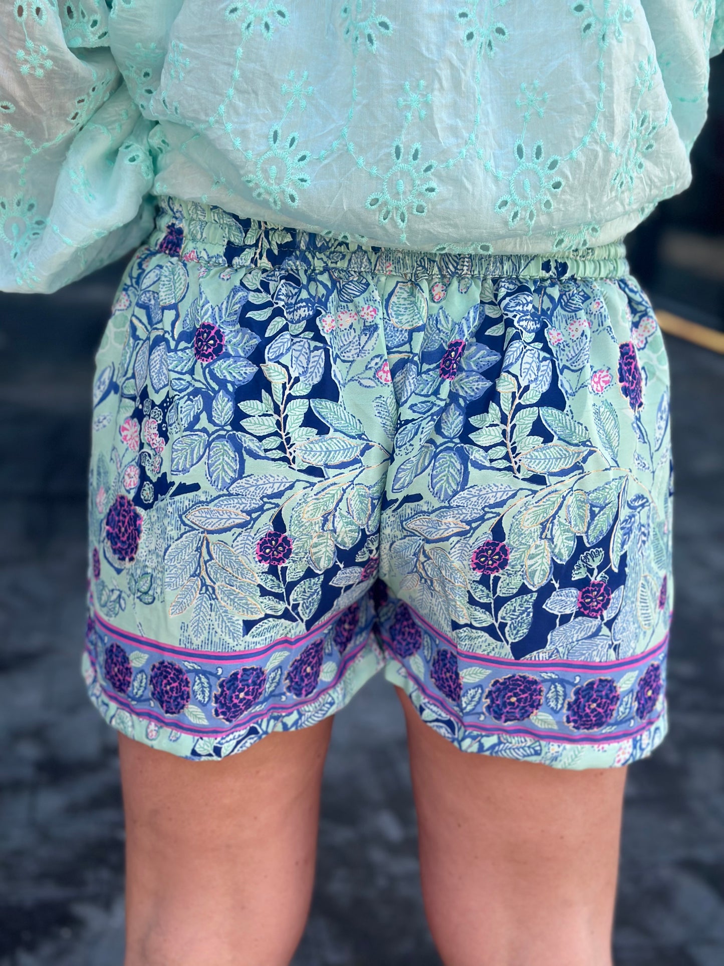Zijde short India Aqua