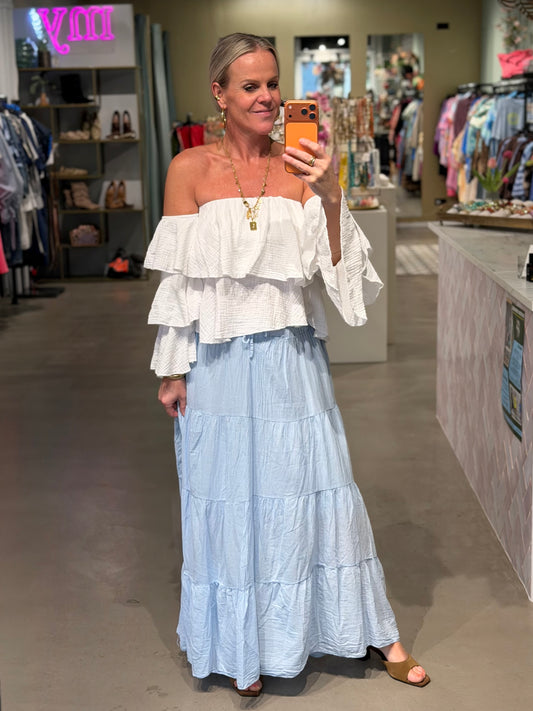 Maxi rok Dina licht blauw