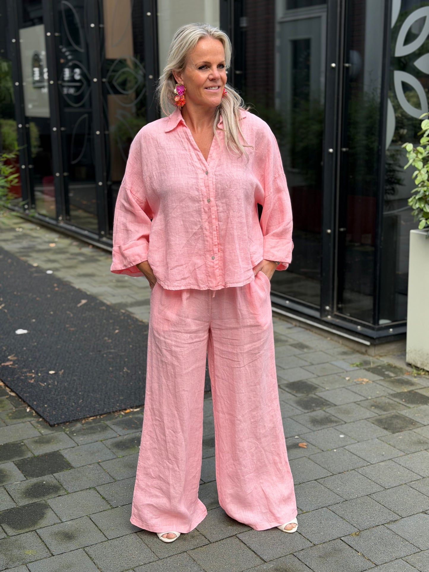 Linnen blouse Linda zalm
