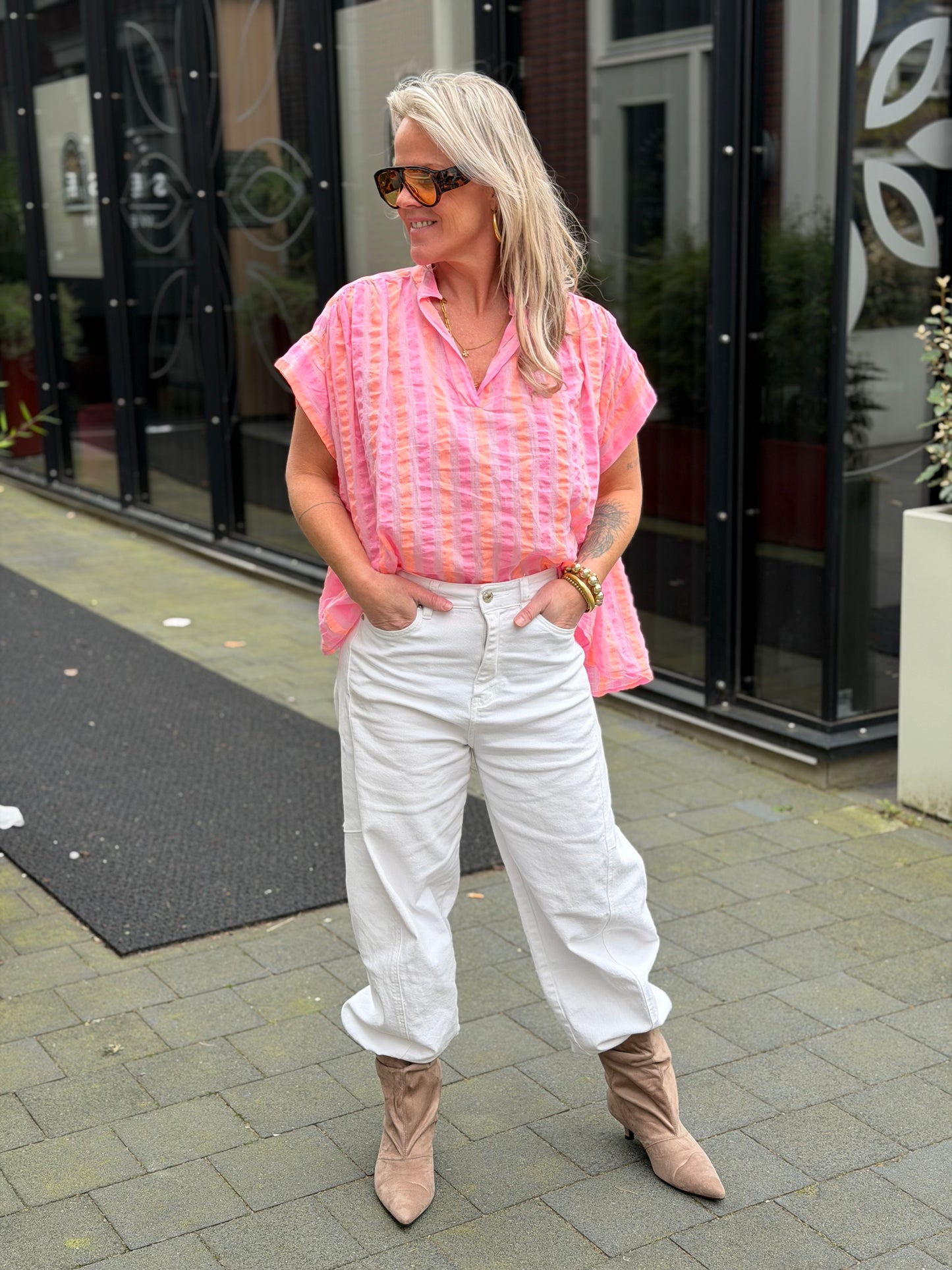 stripe top pink/ ORANGE