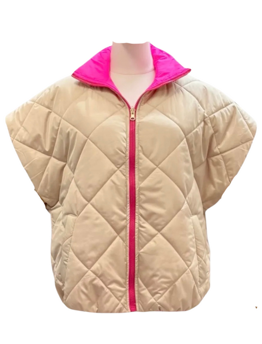 Padded bodywarmer dubbelzijdig beige