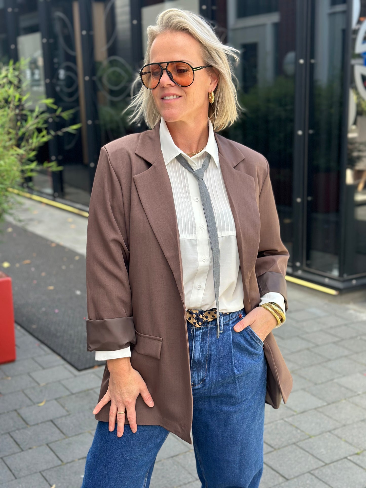 Oversized blazer bruin