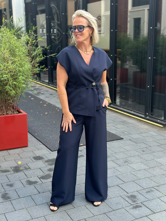 Tweedelige set broek en gilet Navy