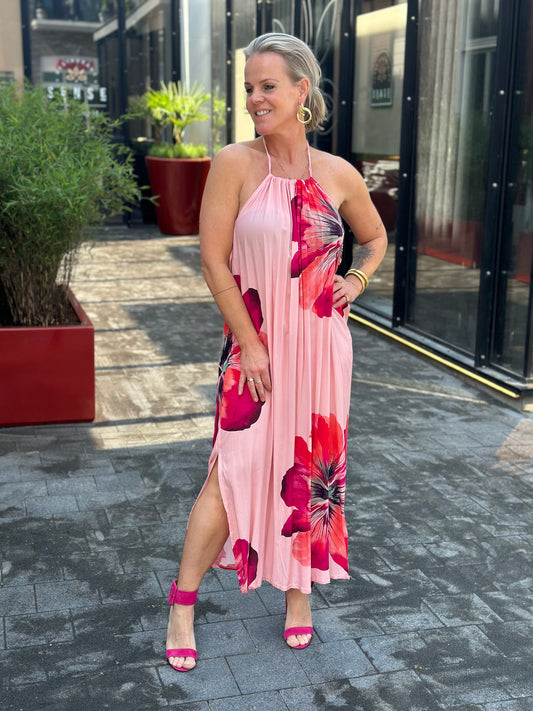 Flower halter Dress roze