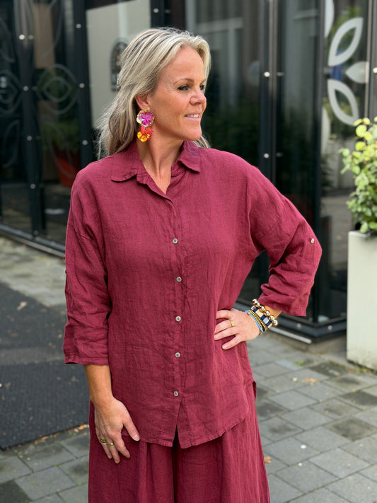 Linnen blouse kimmie Bordeaux’