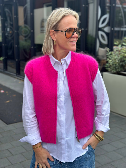 Mohair mix sleevless vest fel roze