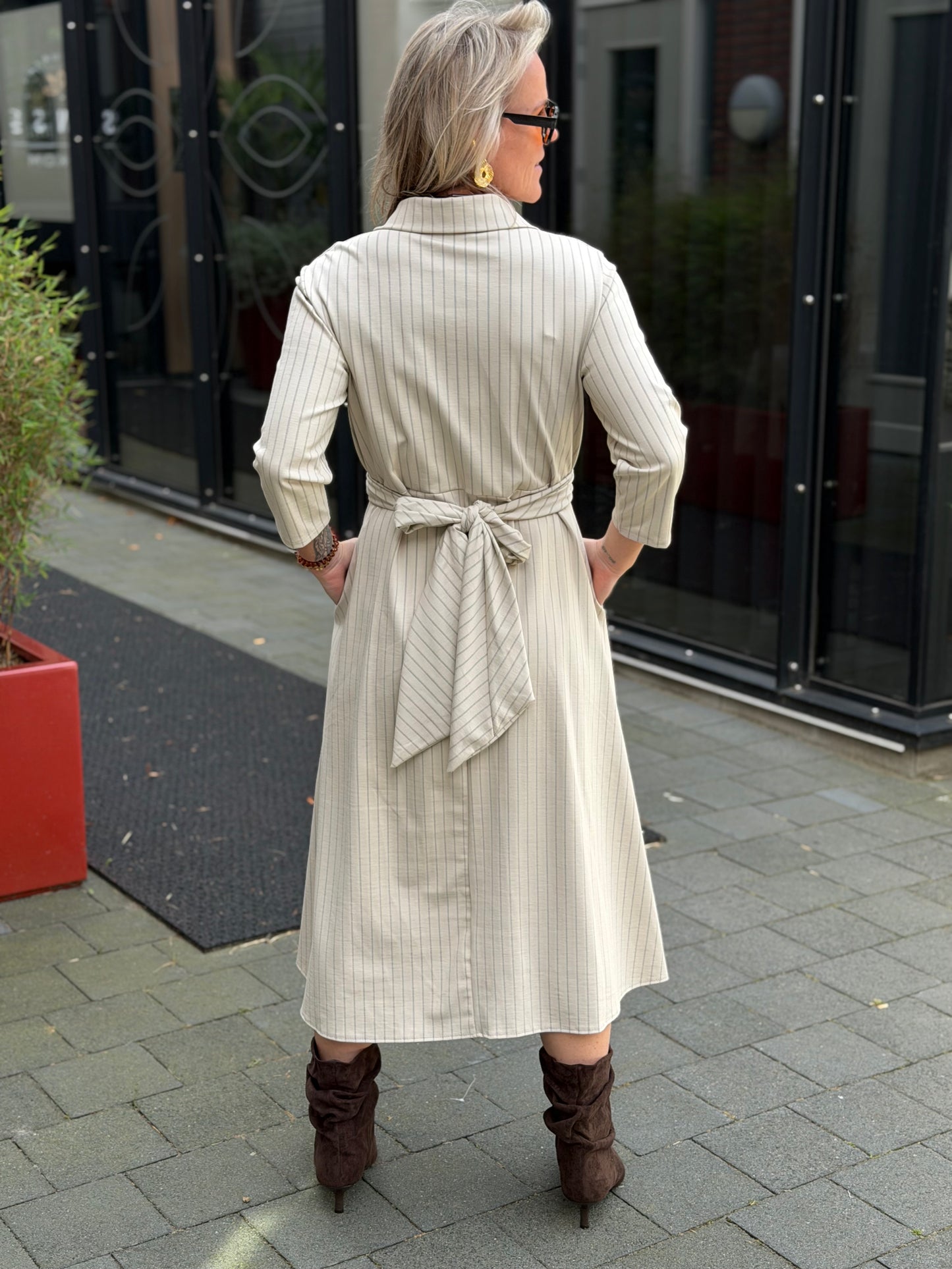 Wikkel jurk Stripe ecru