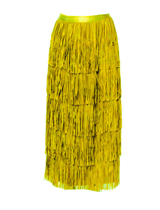 Fringes rok mos groen