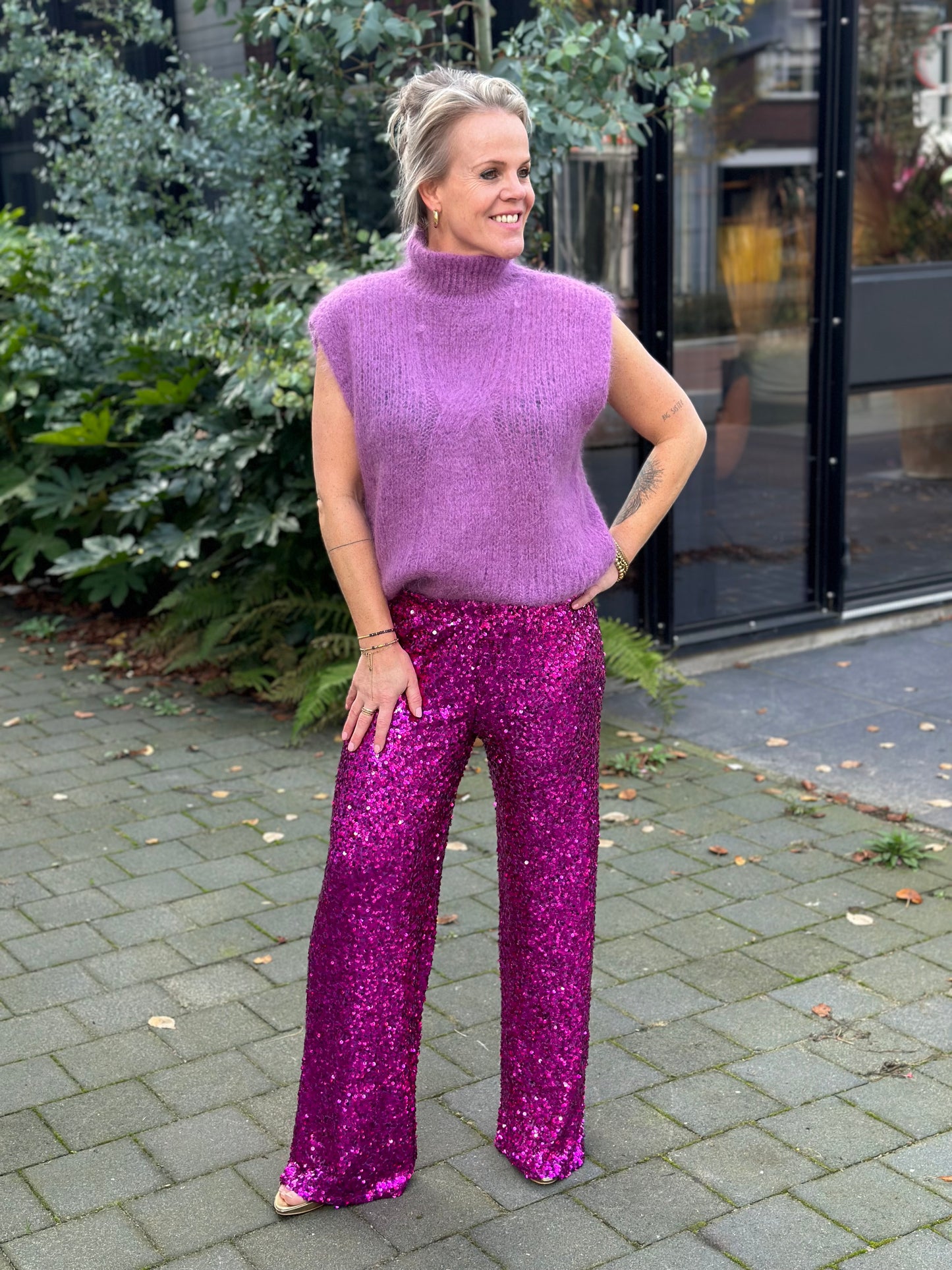 pailletjes broek fuchsia