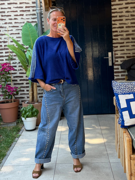 Sporty knit trui kobalt