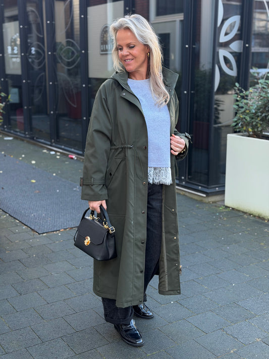 Lange trenchcoat khaki
