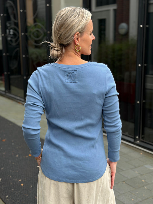 Vhals longsleeve rib jeans blauw