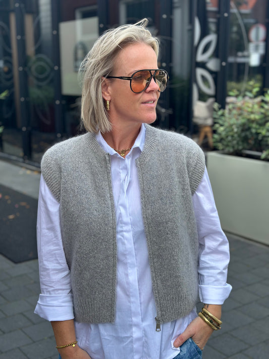 Mohair mix sleevless vest licht grijs
