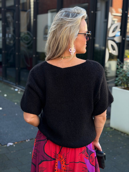 Vhals Cardigan km zwart