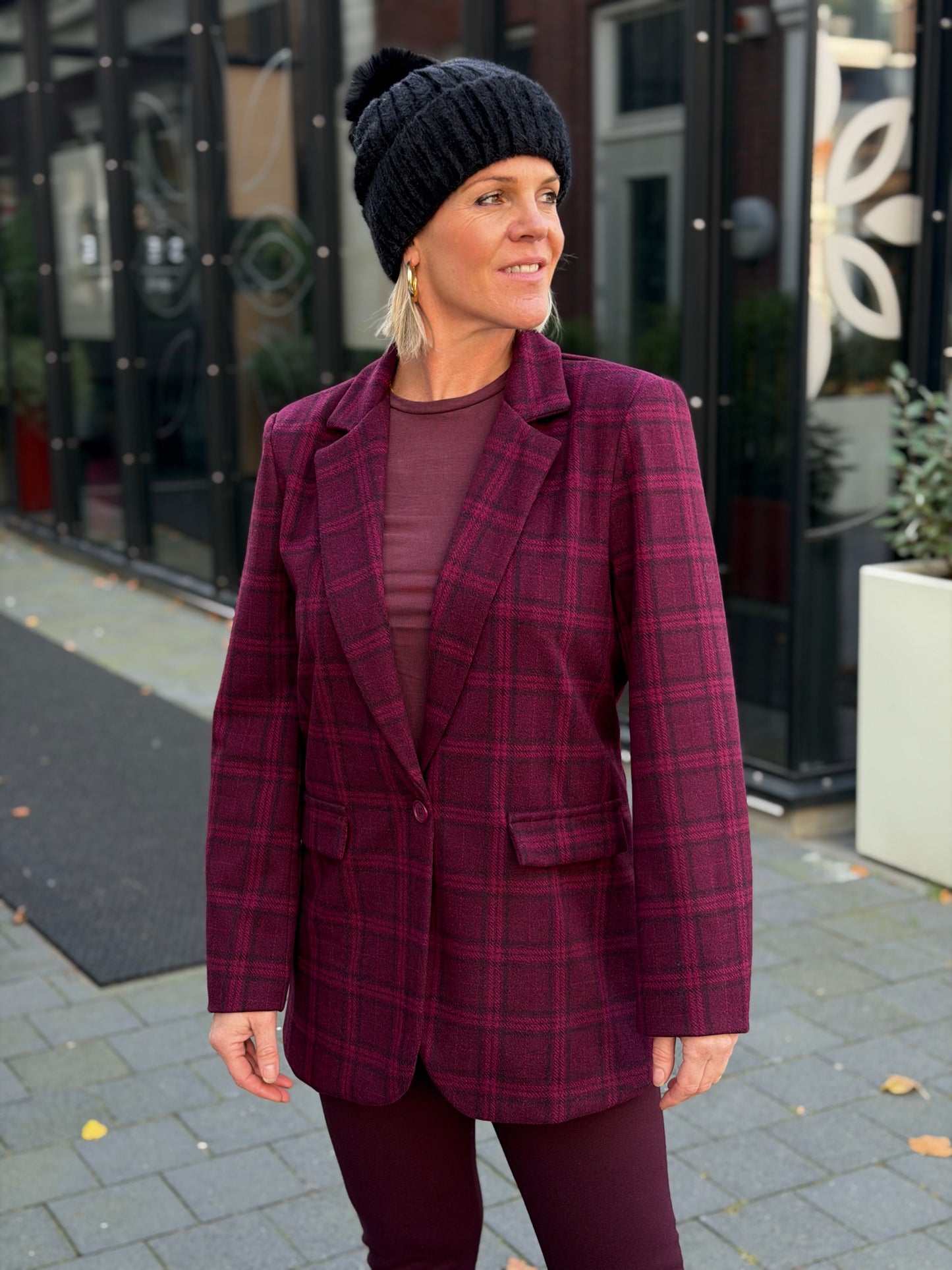 Check blazer Bordeaux