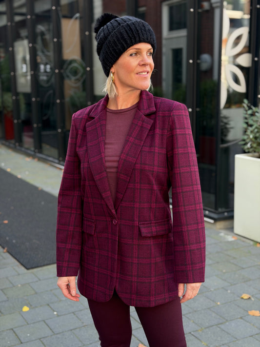 Check blazer Bordeaux