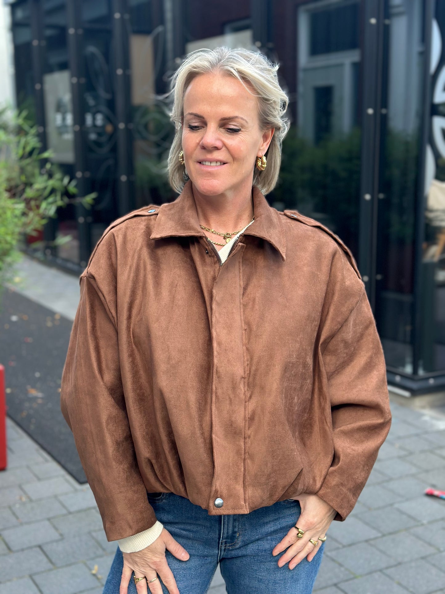 Suedine piloten jacket