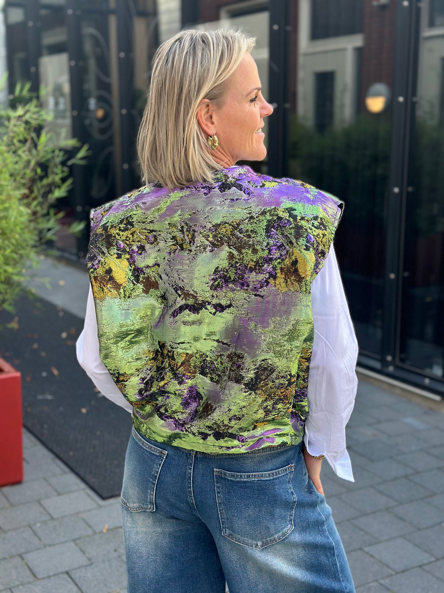 Metallic gilet groen paars