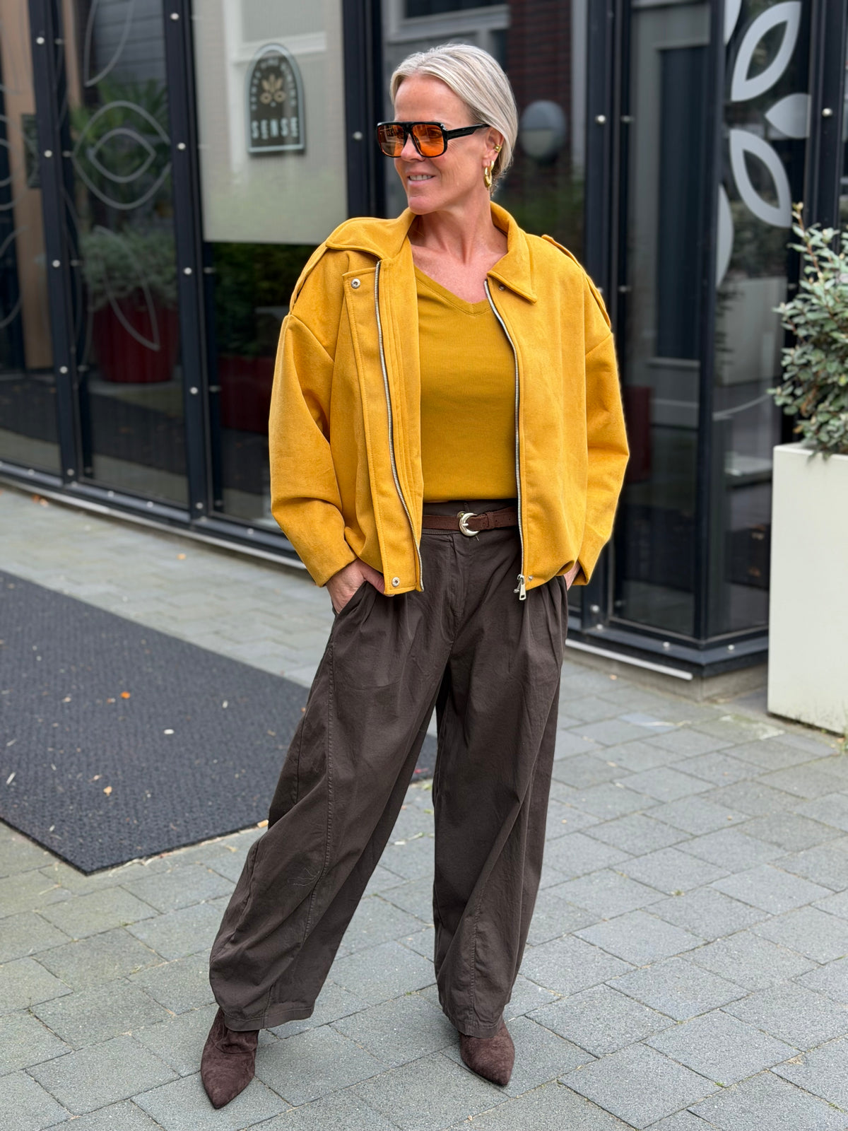 Suedine jacket oker geel