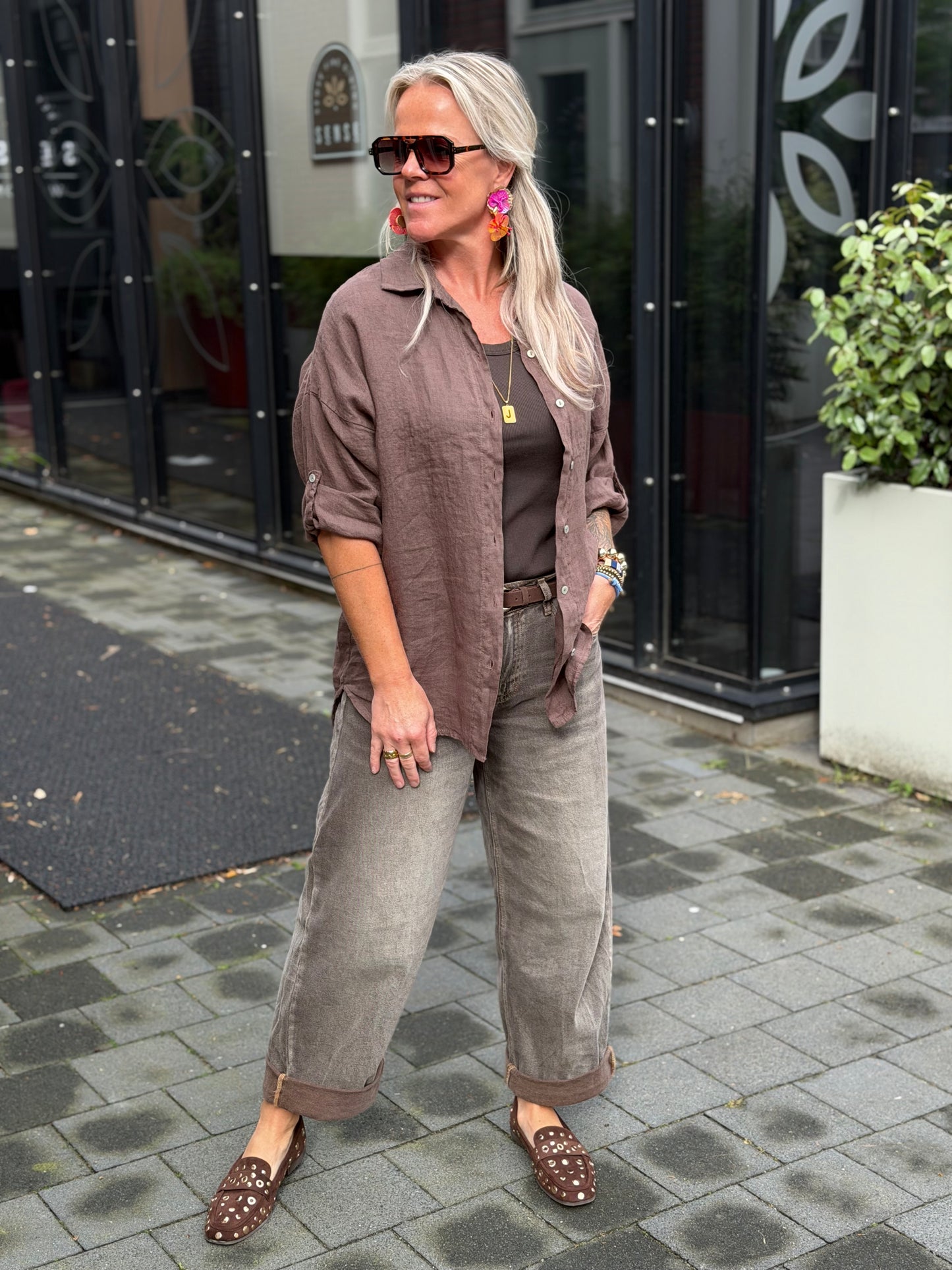 Linnen blouse kimmie bruin