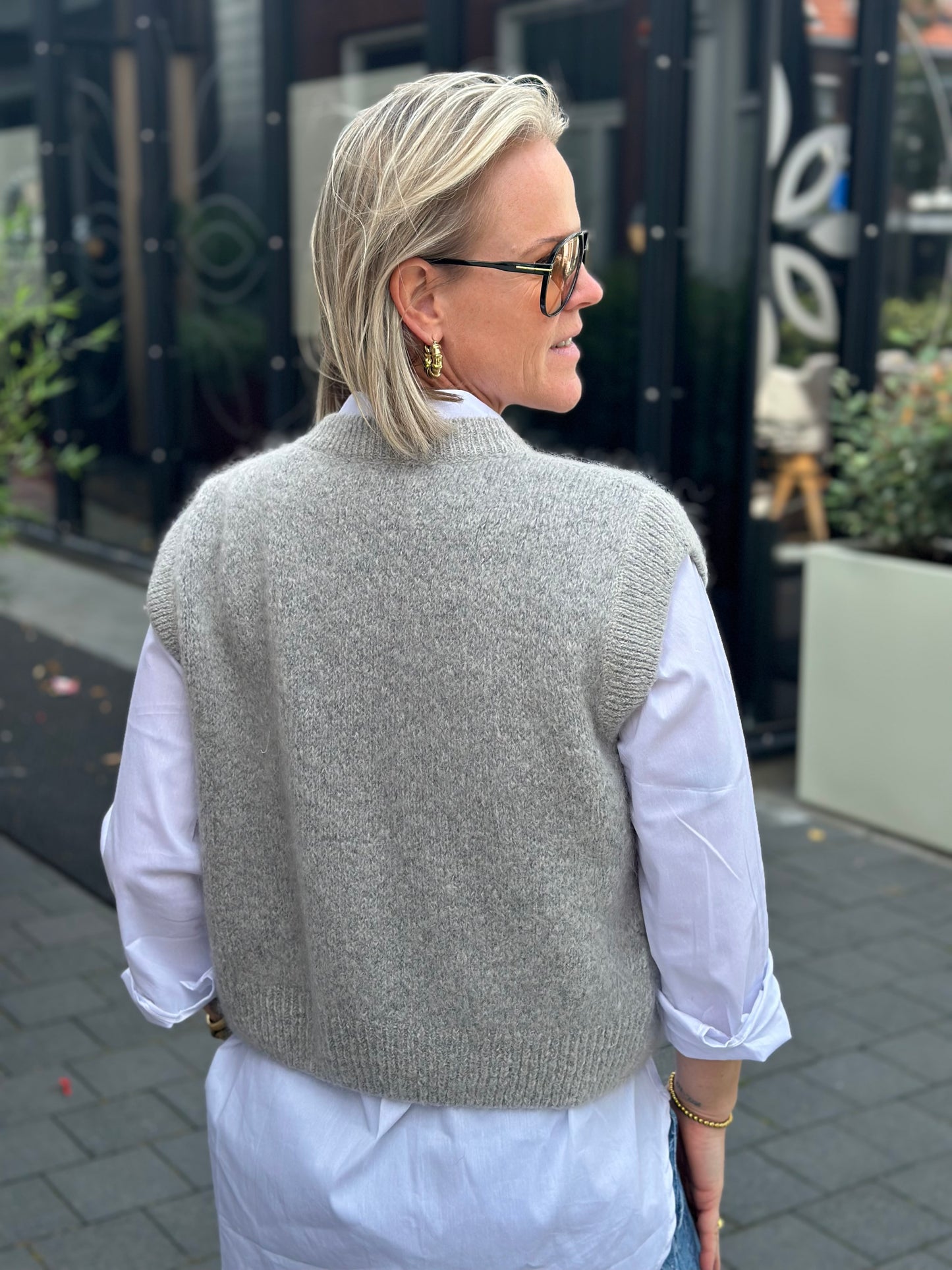 Mohair mix sleevless vest licht grijs