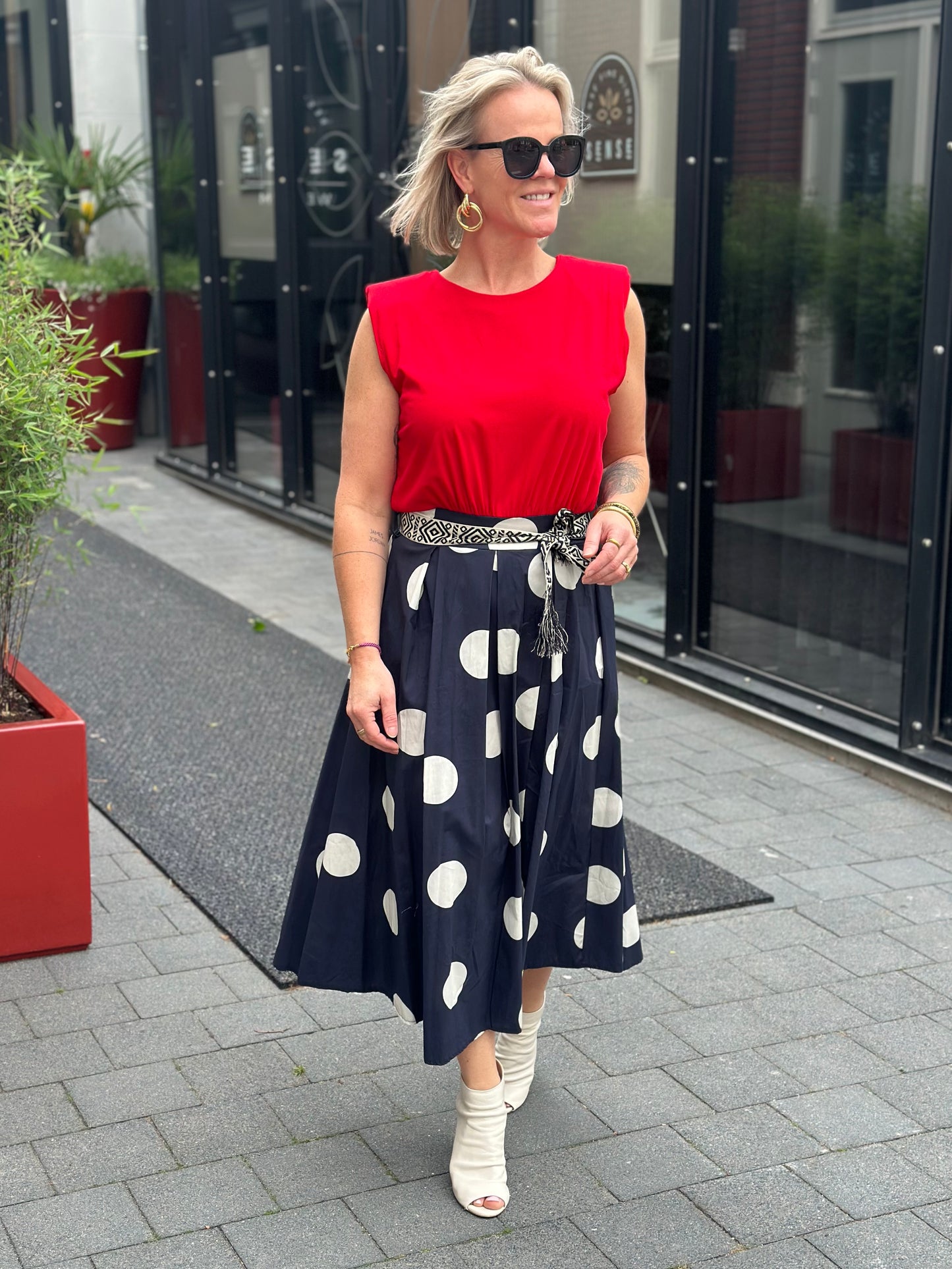 Dot Dress Rood/navy