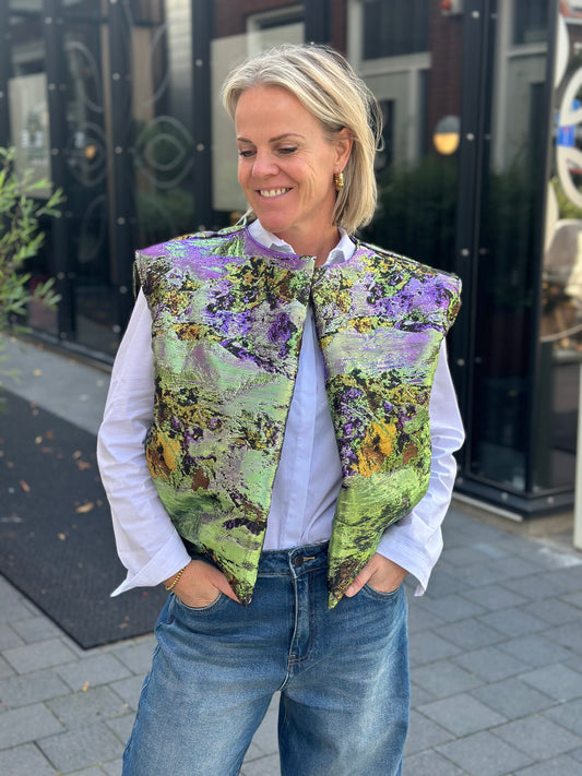 Metallic gilet groen paars