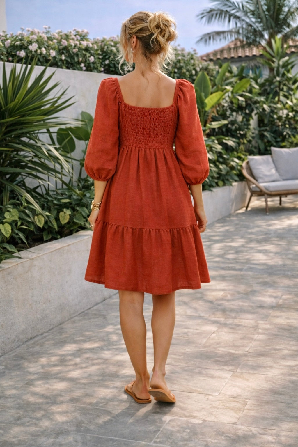 linnen jurkje Nola brique