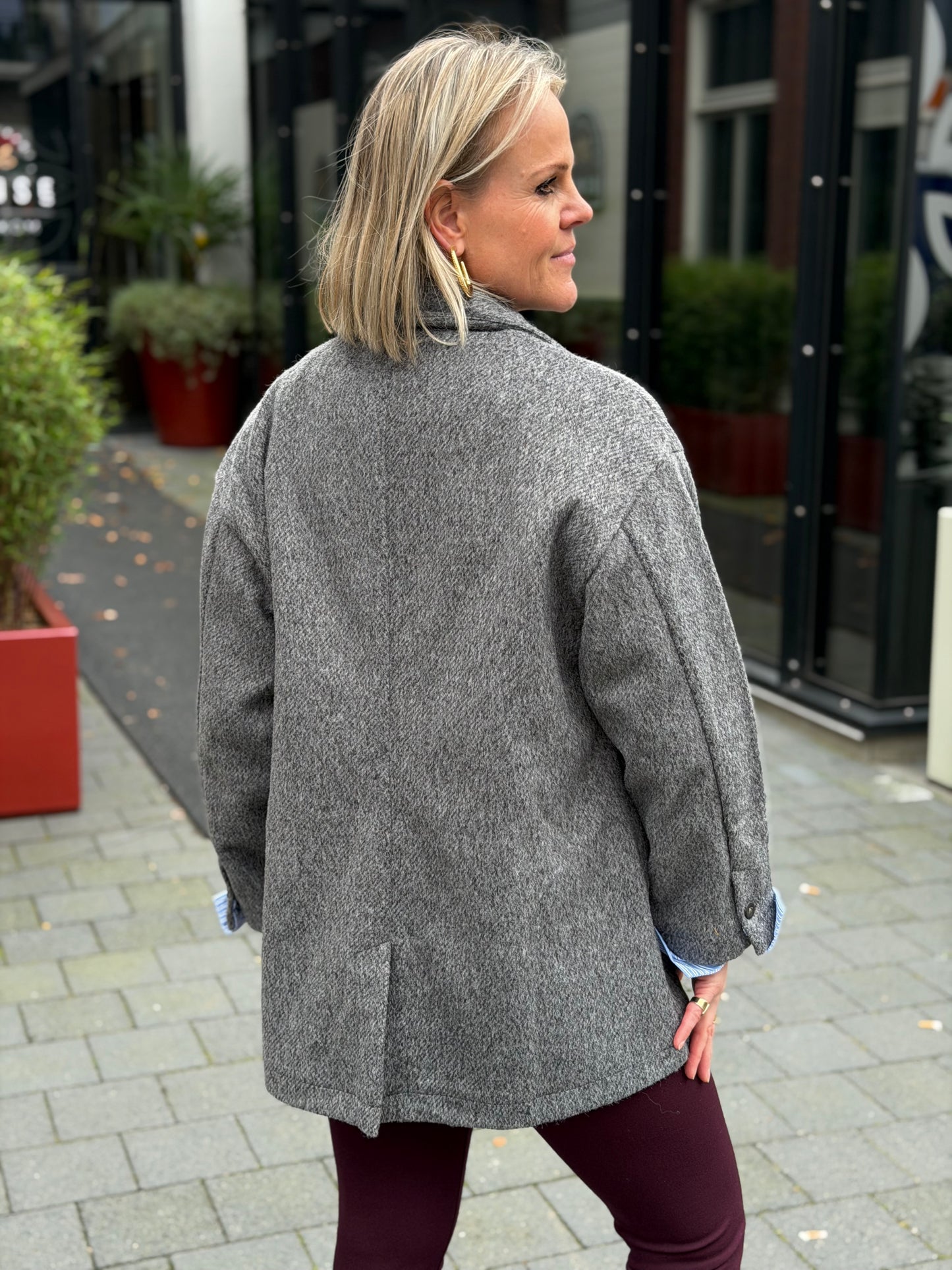 Korte blazer/mantel grijs