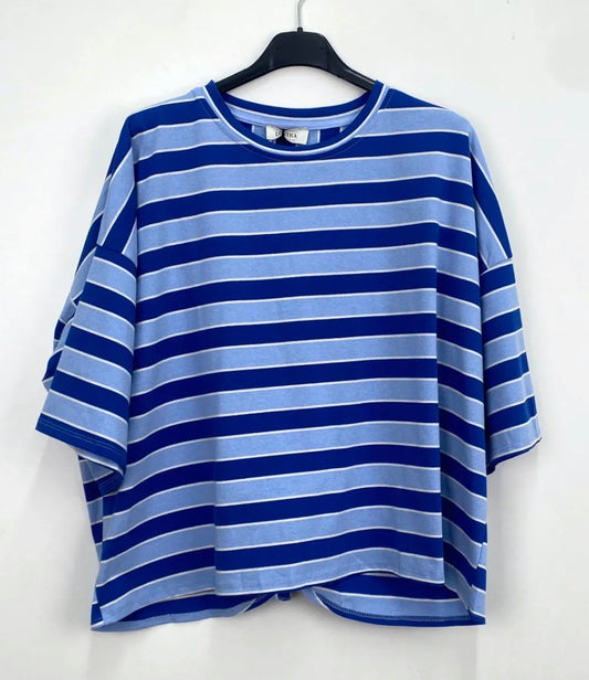 Stripe T-shirt back knot blue