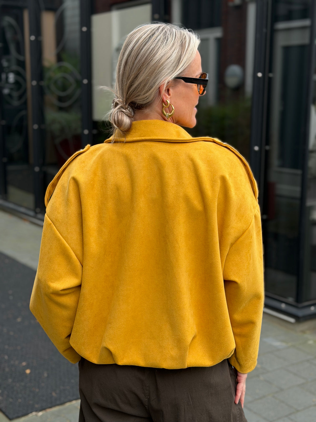 Suedine jacket oker geel