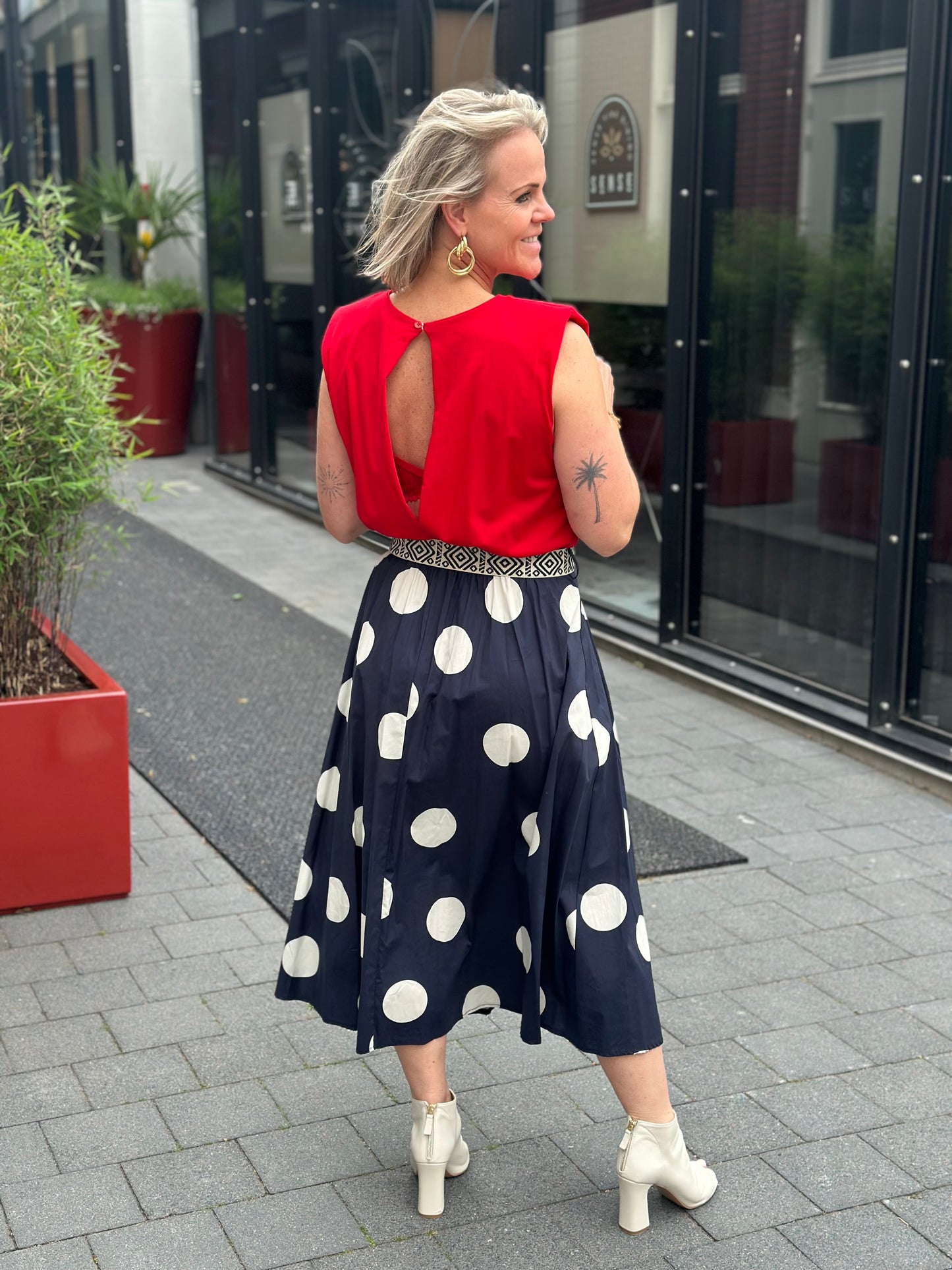 Dot Dress Rood/navy