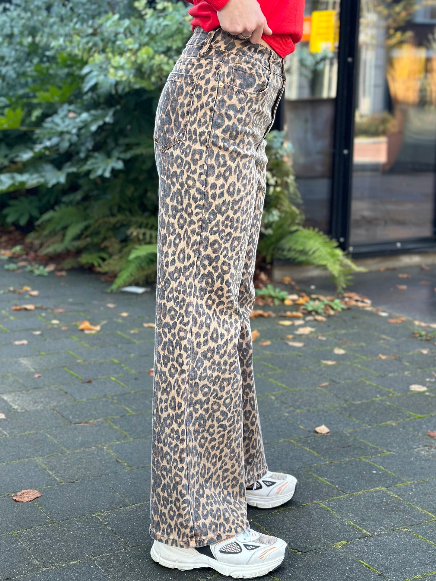 Leopard jeans wide leg