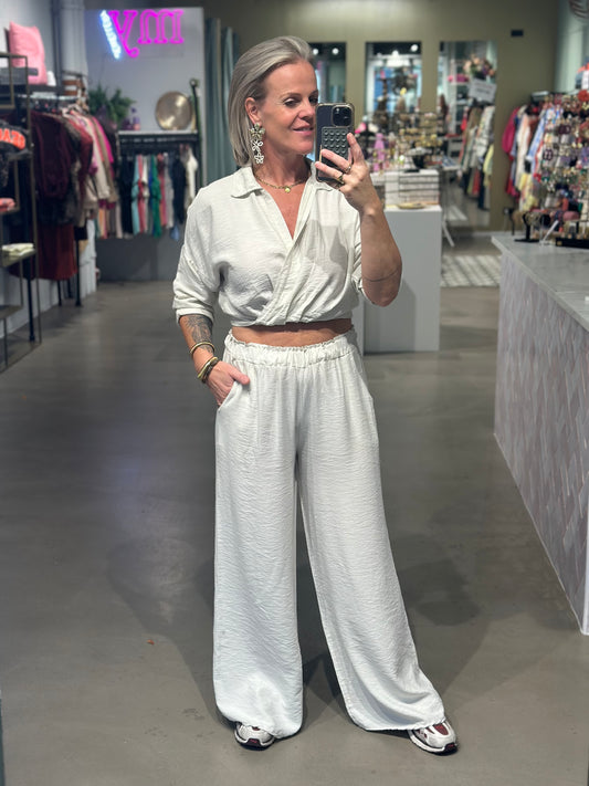 Tweedelige set broek en top off White